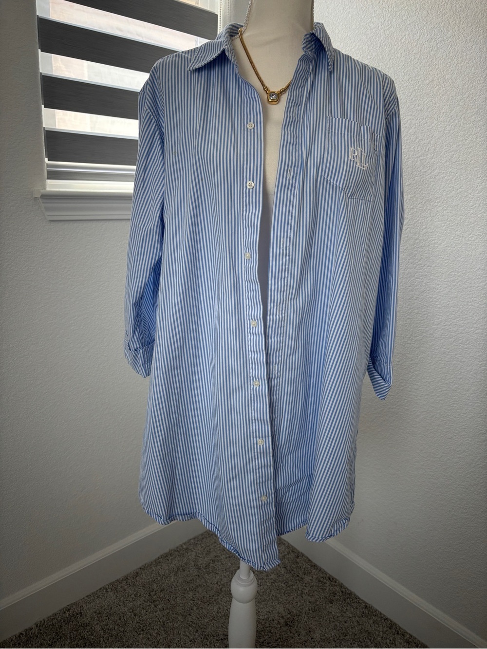 Ralph Lauren Light Blue & White Striped Button-Down Shirt